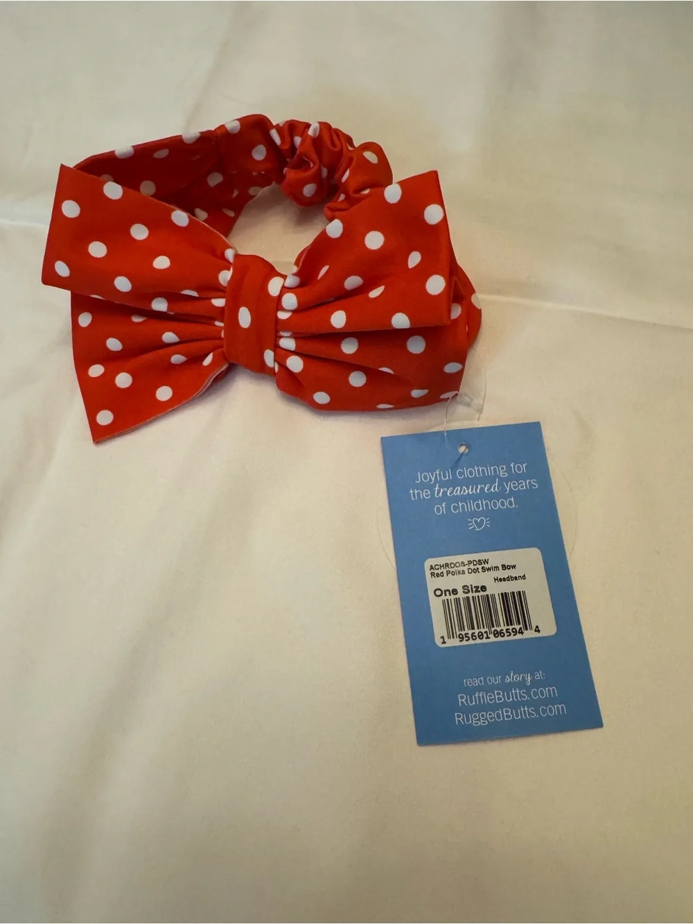 RuffleButts Red Polka Dot Swim Bow Headband